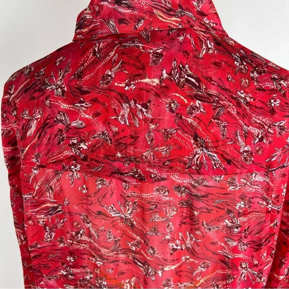 Iro Printed Button Down Shirt Top Red Size 36 US 4 B17 - Picture 10 of 11